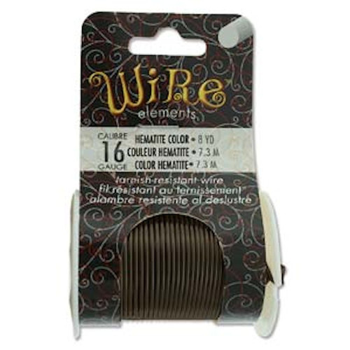 Wire, 8 Yard Spool BeadSmith Lacquered Tarnish Resistant 16 Gauge Hematite Wrapping Wire