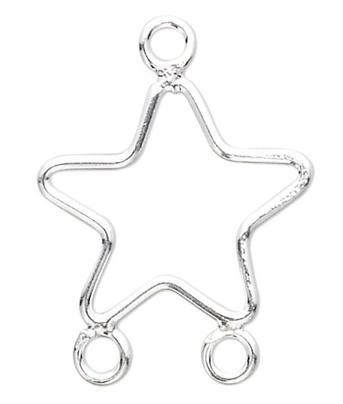 2 Sterling Silver 20x14mm Star Connectors *