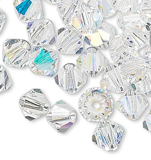 Bead, 48 Swarovski AB Crystal 4mm Xilion Crystal Bicone Beads with 0.8-1.1mm Hole (5328)