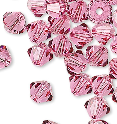 48 Swarovski Rose Pink 4mm Xilion Crystal Bicone Beads (5328)