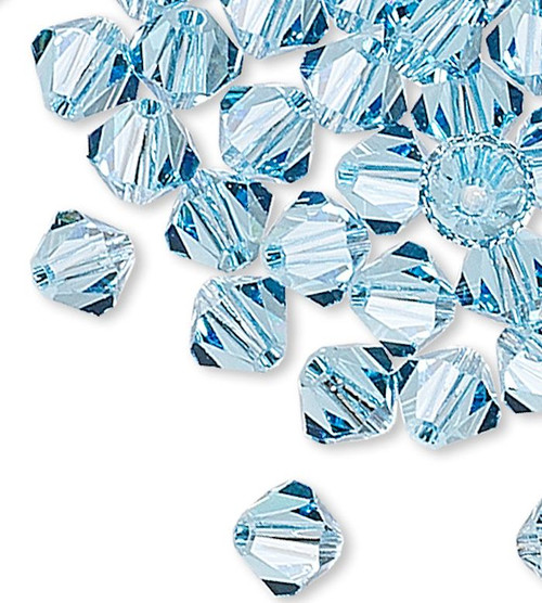 Bead, 48 Swarovski Aquamarine 4mm Xilion Crystal Bicone Beads (5328)