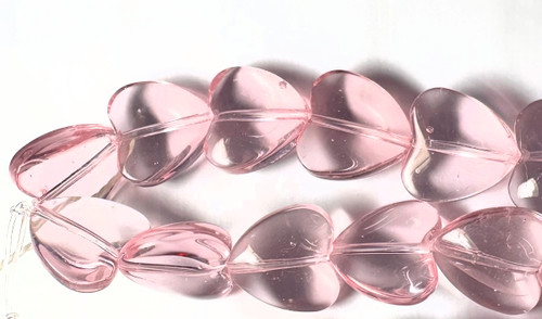 Bead, 1 Strand(29) Transparent Pink Glass 14x14mm Heart Beads with 0.8-1mm Hole *
