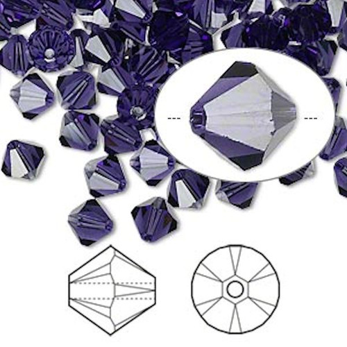 24 Swarovski Purple Velvet 6mm Xilion Crystal Bicone Beads (5328)