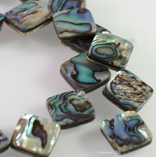 1 Strand(22) Iridescent Paua Shell 14x14mm Flat Diamond Beads with 1mm Hole *