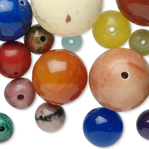100 Grams Multi Gemstone 4-14mm Round Bead MIX Approximately 90-100 Beads