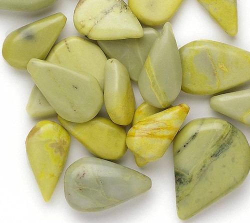 100 Grams Olive Serpentine Flat Top Drilled Teardrop Gemstone Beads *