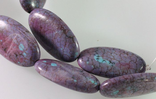 1 Strand(13) Imitation Purple Turquoise 16x30mm Long Oval Beads with 1mm Hole *