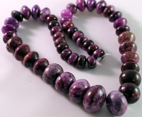 1 Strand Purple Flower Jasper Graduated Rondelle Gemstone Beads *