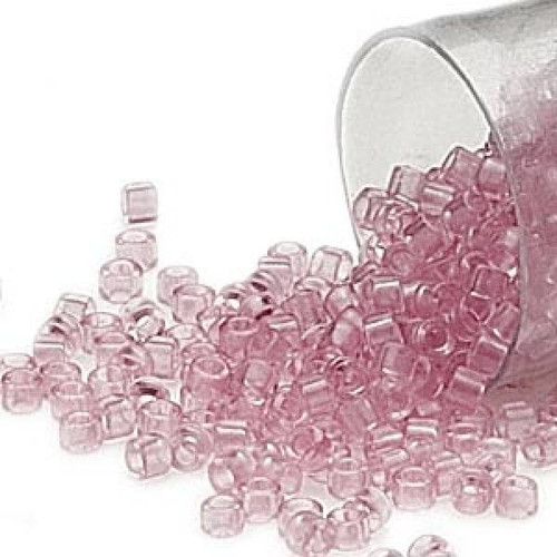 7.5 grams(1,500) Delica Round Seed Beads Transparent Crystal Dark Pink Ice #11(DB1403)*