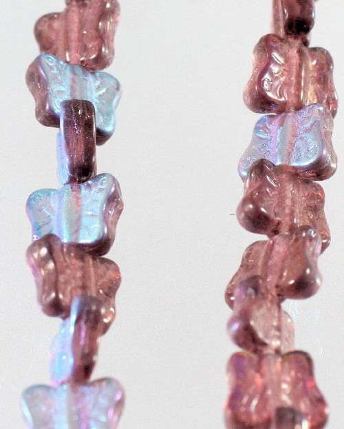 Bead, Butterfly, 1 Strand(45-48) Czech Glass Transparent Amethyst AB 11x9mm Butterfly Beads *