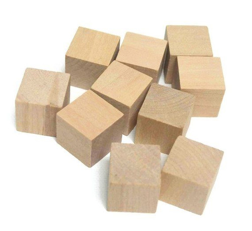 20 Unfinished Wood 1" Hardwood Straight Edge Square Block Cubes