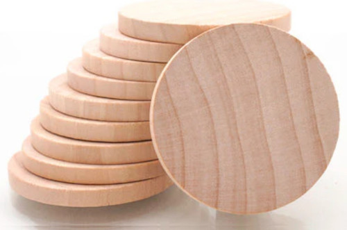 20  Hardwood 2" x 1/4" Thick Straight Edge Wooden Disc Circles
