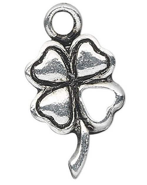 10 Antiqued Silver Plated Pewter 16x11mm Four Leaf Clover Charms