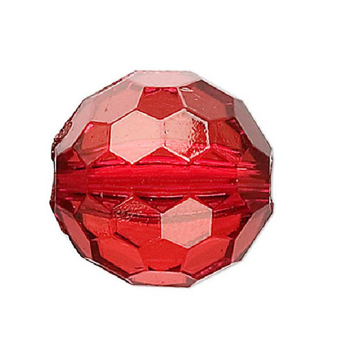 100 Grams(740-790) Acrylic Transparent Red 6mm Faceted Round Beads w/ 1.5mm Hole