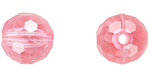 100 Grams(740-790) Acrylic Trans Pink 6mm Faceted Round Beads with 1.5mm Hole