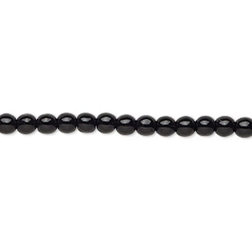 1 Strand(100) Czech Pressed Glass Opaque Jet Black 4mm Round Beads