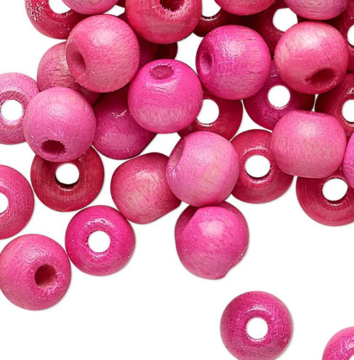 100 Pink Vintage German Wood 6mm Round Beads