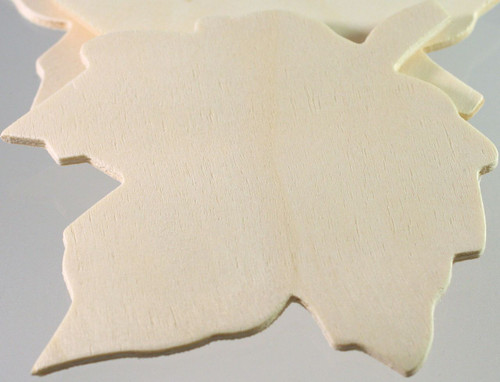 25  Wooden 4 1/2" x 3 5/8" Maple Leaf Paintable Cutouts Woodlets *