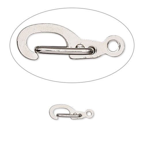 100 Imitation Nickel Plated Brass 11x5mm Self Closing Hook Clasps