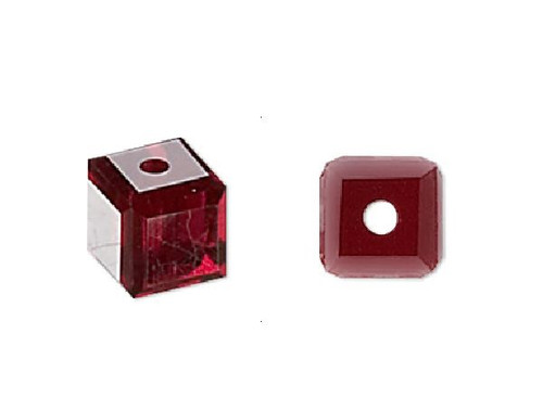 Bead, 12 Siam Red Swarovski 4x4mm Faceted Cube Crystal Beads (5601)