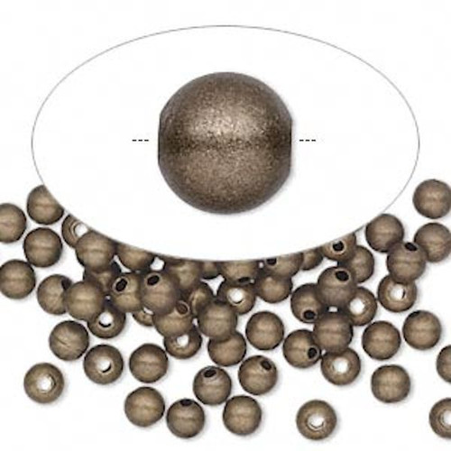 100 Antiqued Gold Plated Brass 4mm Smooth Round Beads with 0.6mm Hole