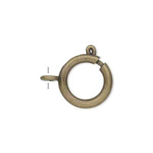 Clasp,  12 Antiqued Gold Plated Brass 16mm Round Spring Ring Clasps *