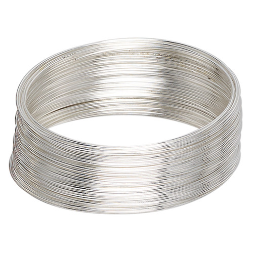 Silver Plated Carbon Steel 1 3/4 Inch Memory Wire SMALL Bracelets  1 OZ (60 Loops)