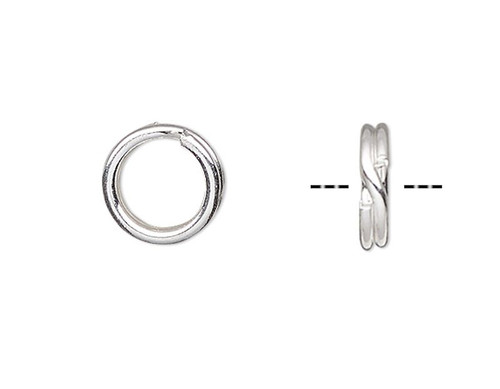 Split Ring, 10 Sterling Silver 5mm Round 0.04 Inch Thick Split Rings with 3.8mm ID