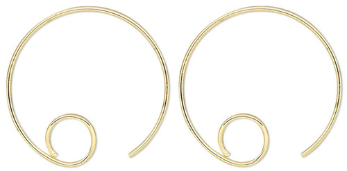 10 Gold Plated Brass 16mm 22 Gauge Hoop Round with Loop Earwire Earring