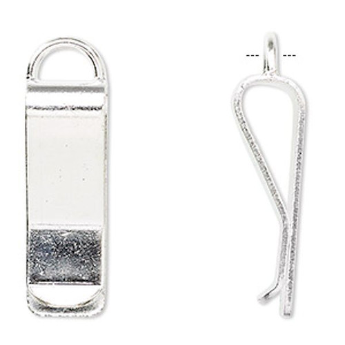 10 Silver Plated Brass 30x10mm Bookmark Waistband Clips with Loop `