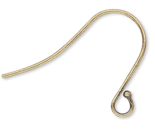 Ear Wire, 10 Antiqued Gold Plated Brass Fishhook  with Open Loop Earrings