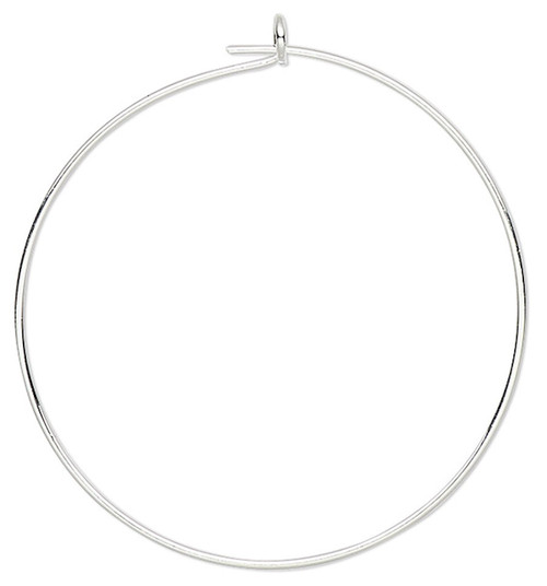 Hoop, 10 Silver Plated Brass 23 Gauge 25mm(1 Inch) Round Beading Hoop Earwires