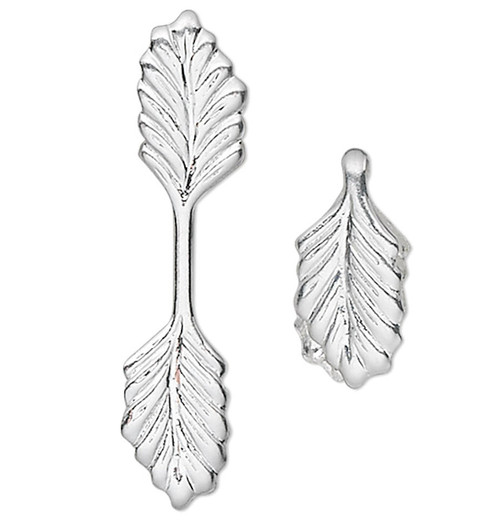 Bail, 100 Silver Plated Brass Med Fold Over & Glue on Pendant Leaf Bails with 11mm Grip Length