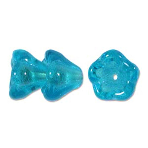 25 Large Transparent Aqua Blue Czech Glass 11x13mm Flower Cone Beads