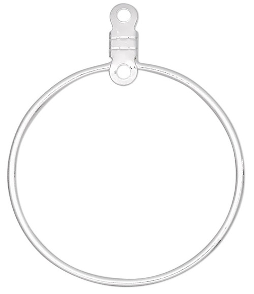 Beading Hoop, 100 Silver Plated Steel 26mm Round Smooth Ring Hoop with Closed Loop