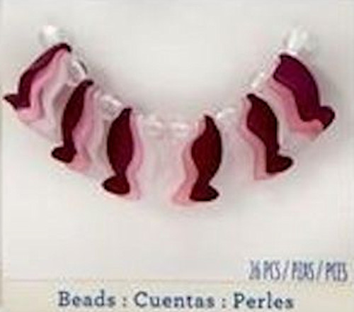 26 Laliberi Pinks Acrylic 14mm Flower Petal & 5mm Round Bead Mix *