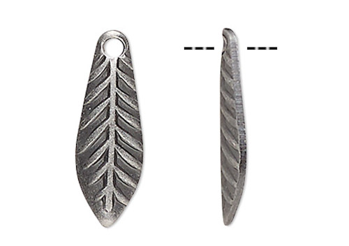 50 Antiqued Silver Plated Brass 11x4mm Curved Leaf Drop Charms