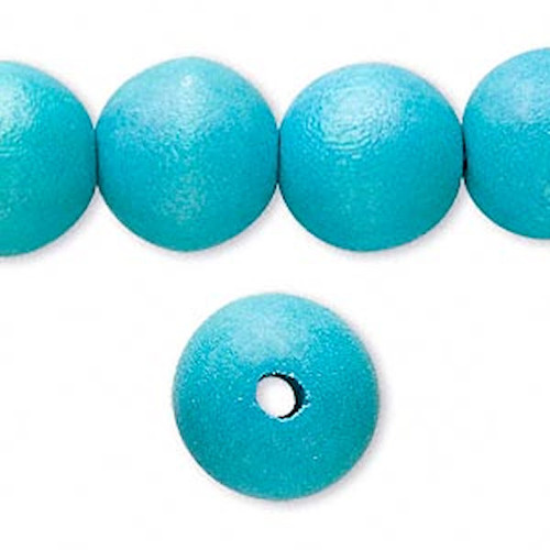 1 Strand Turquoise Blue Taiwanese Cheesewood (Dyed / Waxed) 15mm Round Beads with 2-3mm Hole *