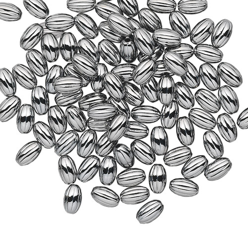 100 Gunmetal Plated Brass 5x3mm Oval Corrugated Beads with 0.6mm Hole