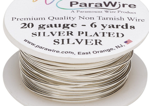 6 Yard Spool Tarnish Resistant Silver Plated Copper 20 Gauge Round Wrapping Wire
