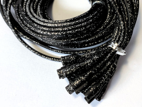 Necklace Cord, Silicone Rubber (20) SPARKLE Black 18" Necklace with Clasp  2mm Thick Just Add Pendant