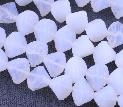 50 Czech Pressed Glass Translucent Milky White 8x7mm Seashell Beads with 1mm Hole *