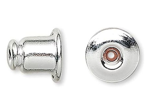 Earnut, 10 Silver Plated Brass 5.5x5mm Earnut Barrel Earring Backs