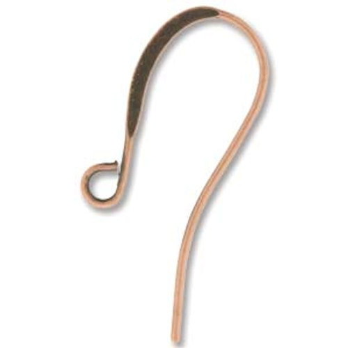 Ear Wire, 12 Long Antiqued Copper Plated Brass 26mm Flattened Fish Hook Earrings