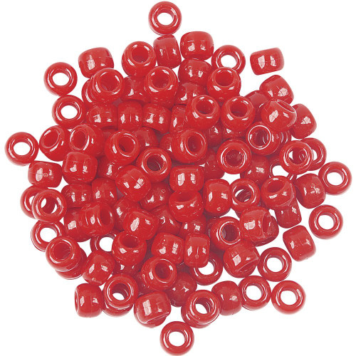 900 Opaque Red Acrylic 9x6mm Pony Crow Beads with 4mm Hole *