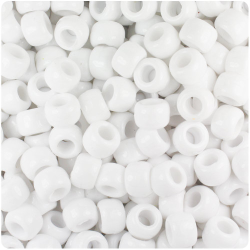 900 Opaque White Acrylic 9x6mm Pony Crow Beads with 4mm Hole *