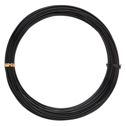 Wire, 45 Feet Anodized Aluminum BLACK 14 Gauge 1.5mm Round Wire for Wrapping