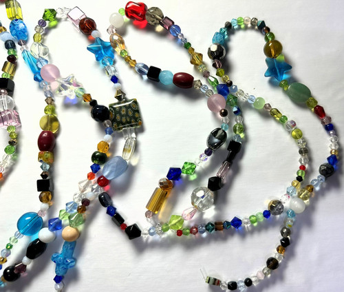 Bead Mix, Glass, Lampworked, Millefiori, Multicolored Mixed Bead 2 Strands