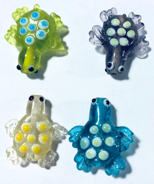 Bead, Sea Turtle, 2 Lampworked Glass 20x23mm  Double Sided Mixed Colors *