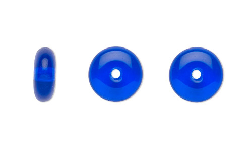 Bead, Czech Pressed Glass Cobalt Blue 6x2.5mm Rondelle Beads with 0.9-1mm Hole 1 Std(160)